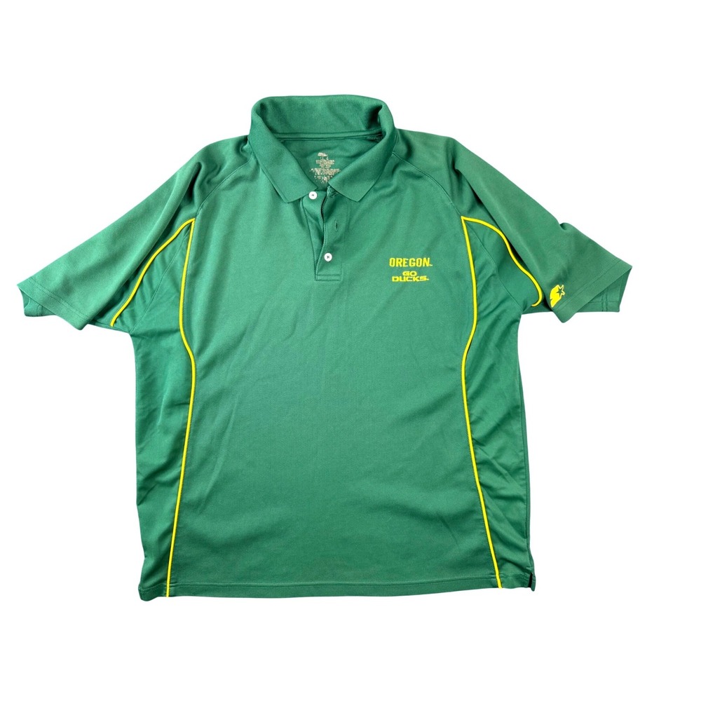 Starter Oregon Ducks Mens Green Yellow‎ Go Ducks Polo Shirt Size XL